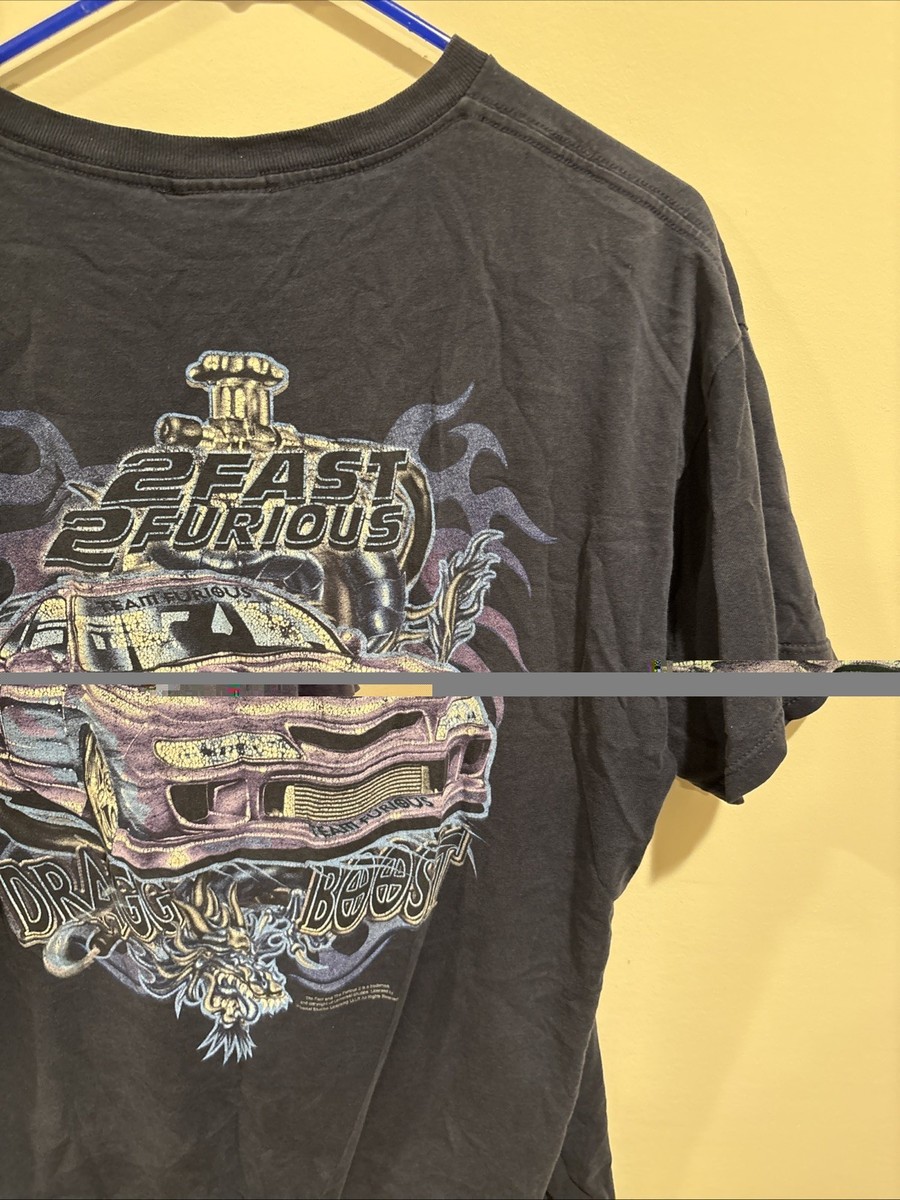 Vintage 2 Fast 2 Furious Dragon Boost Movie Promo T Shirt L Y2K Street Racing View 4