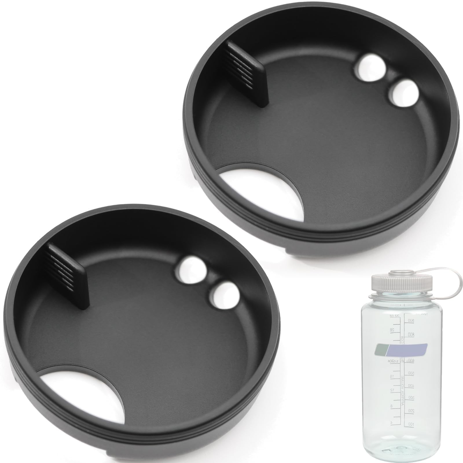 2-Pack Silicone Splashguard for Nalgene, Obsidian Black 2 Pa