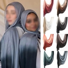 Women's Gradient Hijabs Scarf Muslim Shawls Headwrap Rayon Long Turban Bandana