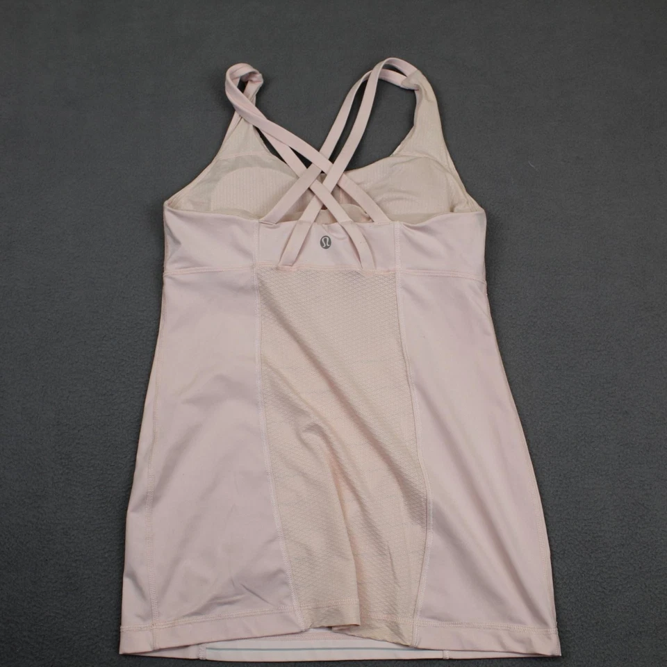 Sujetador Lululemon Top Mujer Pequeño Rosa Tirantes Espalda Cruzada Integrado Tenis Yoga Gimnasio Foto 3 de 4