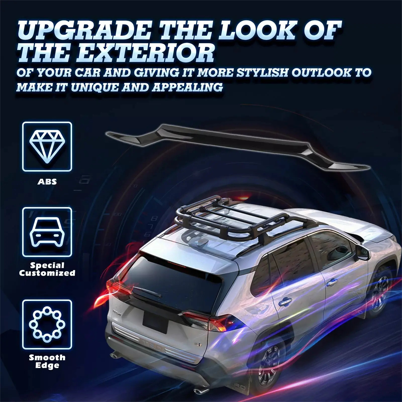 Exterior Rear Trunk Upper Lid Cover Trim For Toyota RAV4 2019-2025 Glossy Black