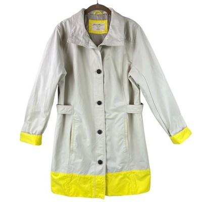 Eddie Bauer Trench Coat Size L Tall Tan Yellow Rain Classic | eBay