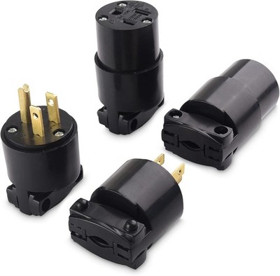 Cable Matters 4-Pack 3 Prong Extension Cord Plug Replacement, UL Listed Black 