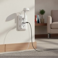 6 Outlet Surge Protector Wall Adapter   Multi Plug Extender w/4 USB Ports, Black