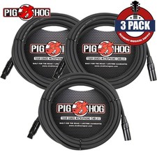 3-PACK Pig Hog 25FT XLR M to XLR F Microphone Cable 8mm Tour Grade PHM25