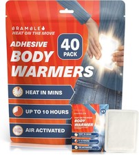 Adhesive Body Warmers 40 Pack Ultra-Thin Stick-On Patches Targeted Warmth