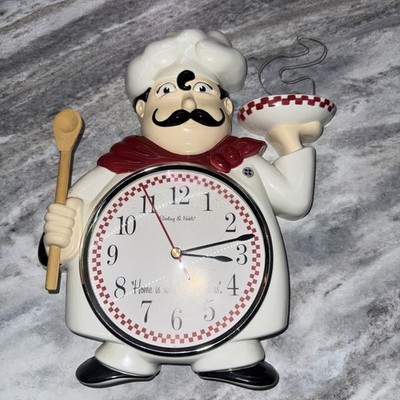 Vtg Sterling&Noble Chef Kitchen Wall Clock ''Home is where the cook is''. Works