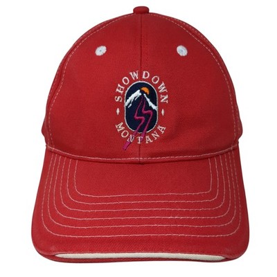 Showdown Montana Strapback Baseball Cap Red One Size Embroidered Sportsman