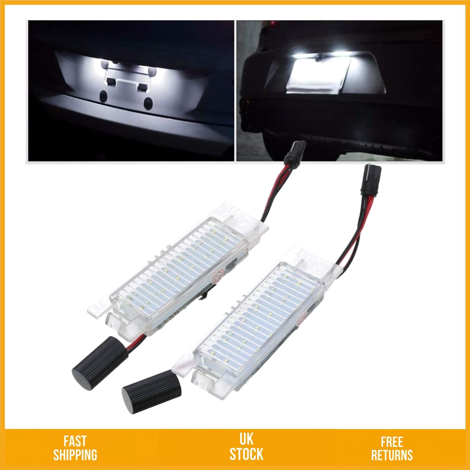 Bright 18 LED Canbus License Plate Number Lights 6000K White 103x31mm Pack 2