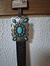 NEW Women's Western Leather Belt Turquoise Buckle