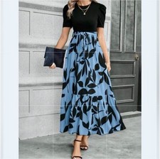 NWT Womens Short Sleeve Floral Maxi Dress / Medium
