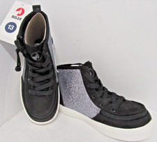 BILLY Footwear Haring Essential HiTop Black Sparkle Glitter Zip Sneaker Girls 13