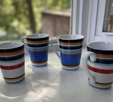 Lenox DKNY Urban Essentials  White Blue Stripe Coffee Mugs