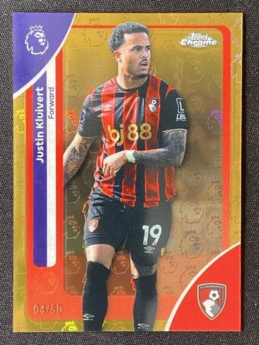 Justin Kluivert 2025-26 Topps Chrome LogoFractor Premier League Gold Base /50 #1