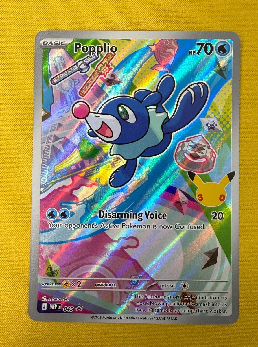 Popplio MEP 045 - NM First Partner Illustration Rare Promo 30th Anniversary