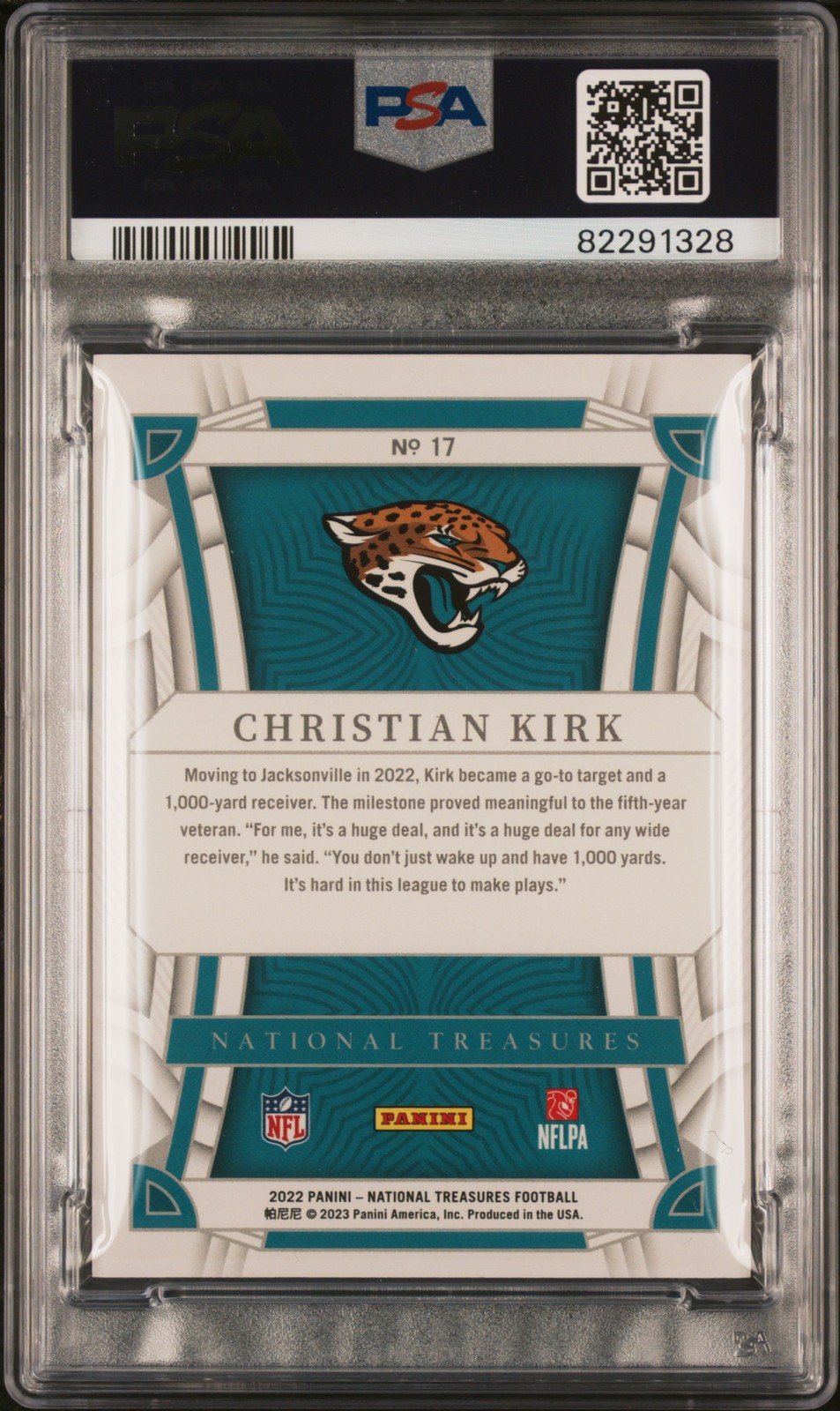 2022 Panini National Treasures #17 Christian Kirk Jersey Number Red PSA 9 #/13 view 2