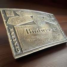 Vintage Budweiser Lager Beer Anheuser-Busch Metal Belt Buckle Breweriana