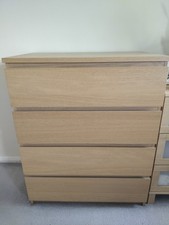 Chest Of 4 Drawers, Used, But Excellent Condition, White Stained Oak Colour