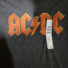 AC/DC Logo T-shirt Comfortable Short Sleeved Round Neck Charcoal 80s NEW Size M