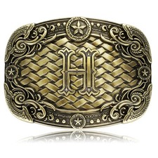 Western Belt Buckle for Men , Initial Letters Cowboy Buckle, Western Rodeo Co...