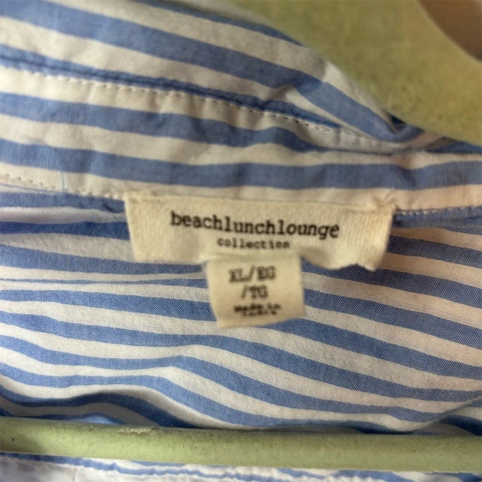 Vestido túnica informal manga larga a rayas azul XL Beach Lunch Lounge para mujer Foto 2 de 4