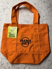 Trader Joe's Mini Trick Or Treat Canvas Tote Bag ORANGE HALLOWEEN - New 2025