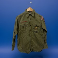 Boy Scouts of America Vintage 60s Uniform Shirt S Green Explorer Twill Button-Up