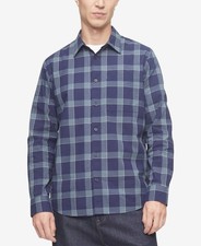 CALVIN KLEIN MENS LONG SLEEVE COTTON BUTTON SHIRT, L