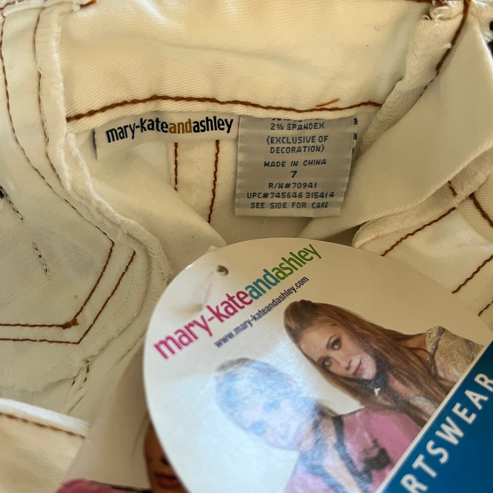 Винтажный Y2K MaryKate & Ashley Olson девочки укороченный Sailor брюки новый с Ярлыками sz 7 белый - Изображение 3 из 4