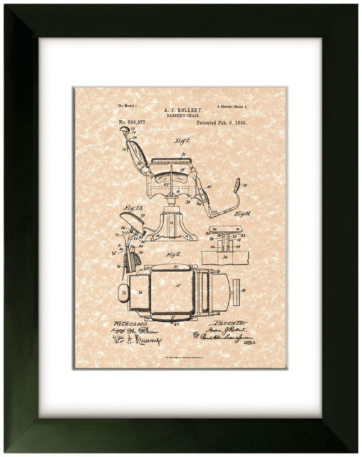United States Patent Office Print Barber Chair 1898 A.J. Rollert Art United States Patent Office Print Barber Chair 1898 A.J. Rollert Art