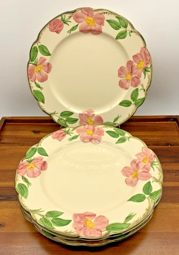 Set of 4 Vintage 1950s Franciscan Desert Rose 10.5" Dinner Plates USA California