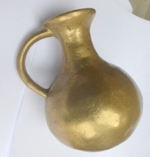 sch&ouml;ne Handarbeit Echt Messing Vase Blumenvase ca 900g schwer bauchig mit Henkel