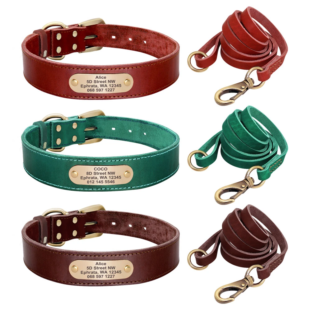 Dog Collar Genuine Leather Pet Collars For Small Medium