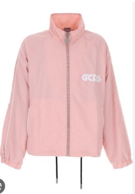 GCDS Logo Print Windbreaker Jacket Pink Size 12 Years 