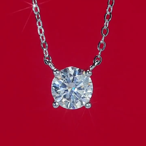 1-5ct Round Cut Moissanite Solitaire Pendant Necklace 925 Sterling Silver W/GRA - Video 1 of 1