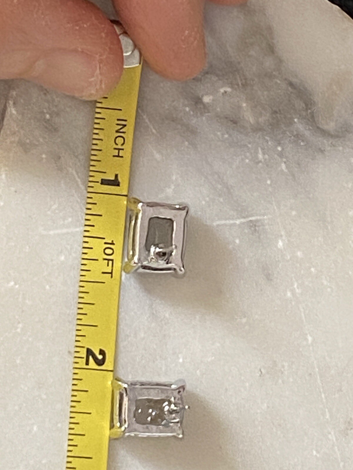 Silver Tone Rectangle Crystal Stud Grey Earrings - image 8