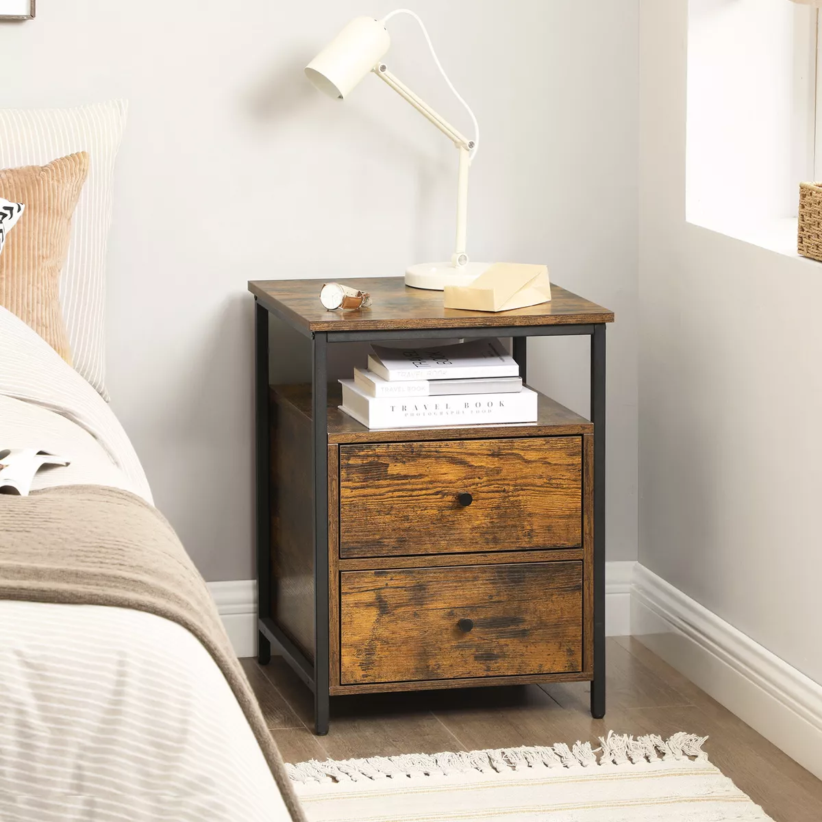 VASAGLE Nightstand Bedside Table Side Table Open Shelf LET067B01