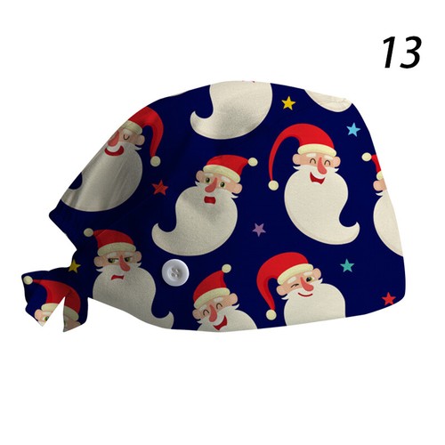 Christmas Surgical Scrub Cap Hat Unisex Surgery Doctor Nurses Hats with Button - Picture 23 of 36