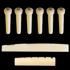 Set Of Bone Guitar Pins Saddle Nut Unbleached String Peg Acoustic Bridge Luthier