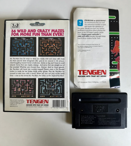 Ms. Pac-Man (Sega Genesis, 1991) Estuche completo en caja original, manual y carro de juego - Imagen 2 de 2