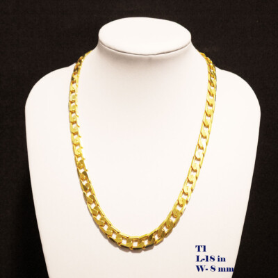 22k Gold plated mens thick chain necklace choker 18 in UK