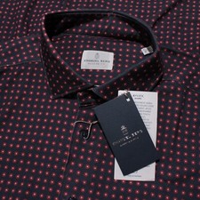 Emanuel Berg NWT Byron Casual Button Down Shirt Size 43 17 L/XL in Blue / Red