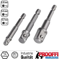 "3 Tlg. Werkzeug Adapter Halter 6-Kant Bits Auf 1/4\" 3/8\" 1/2\" Stecknuss YT-04685"