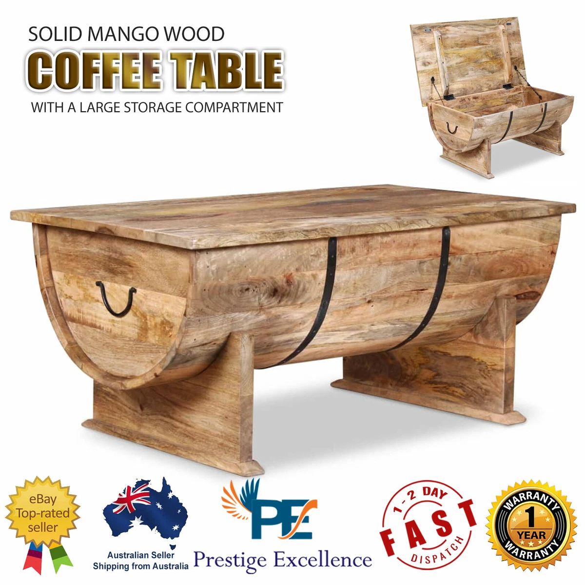 Wooden Coffee Table Rustic Vintage Side End Couch Furniture Tables