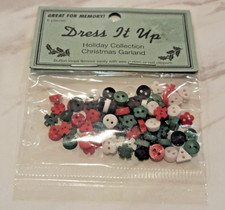 "Dress It Up" Holiday Green, White, Red Assorted Button Shapes