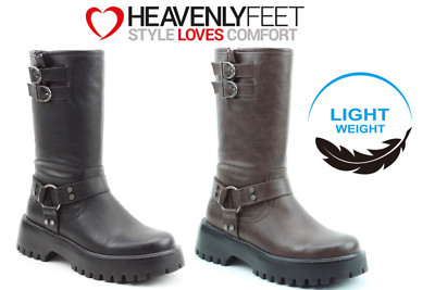 HEAVENLY FEET BIANCA LITESOLES BIKER-STIEFEL NEU REISSVERSCHLUSS LADIES DAMEN WINTER HALBHOHE