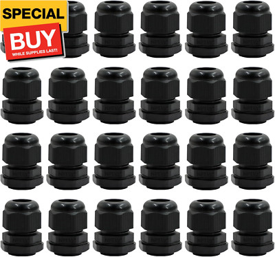 24 Pcs 1/2'' Black NPT Cable Glands IP68 Waterproof Connectors for Electrical Box