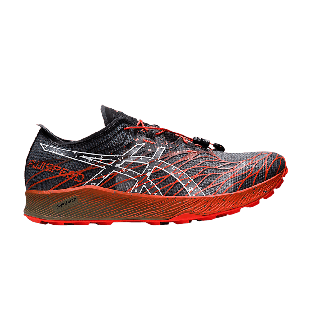 ASICS Fuji Speed Running Shoes in Black Cherry Tomato Color