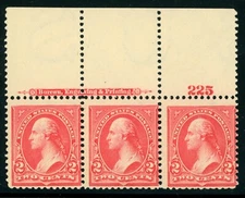 USA 1895 Washington 2¢ Carmine Scott # 267 Inscription Plate Number MNH J45