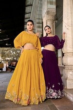 Readymade Lehenga Pakistani Lengha Choli Indian Wedding Party Bridal Wine Yellow